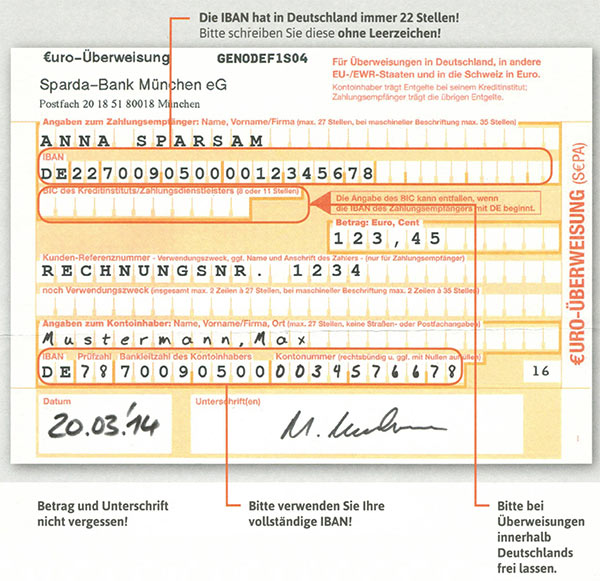 SEPA Überweisung Hilfe